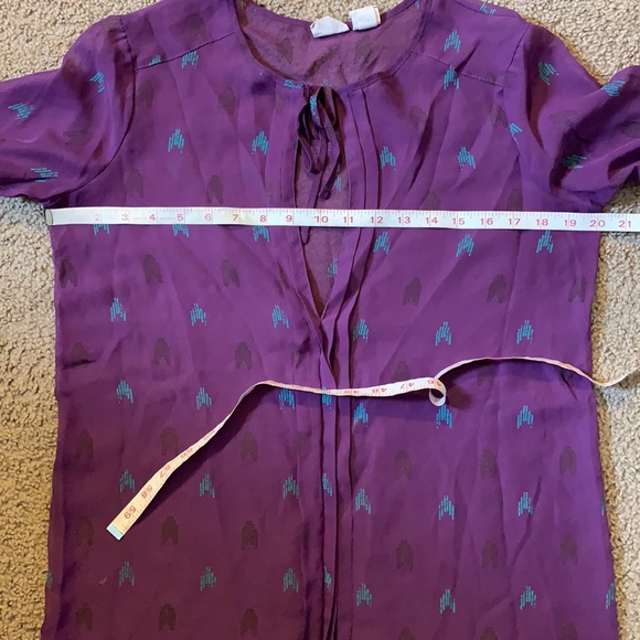 Retro 80s style sheer purple arrow blouse M / L - Picture 5 of 9